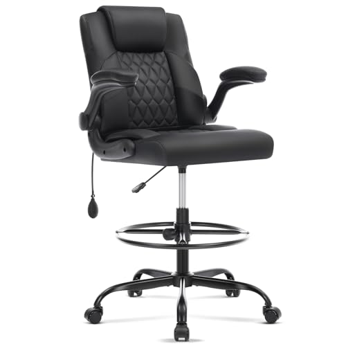Morkprism Black Drafting Chair Tall Office Chair for Standing Desk, Height Adjustable with Inflatable Lumbar