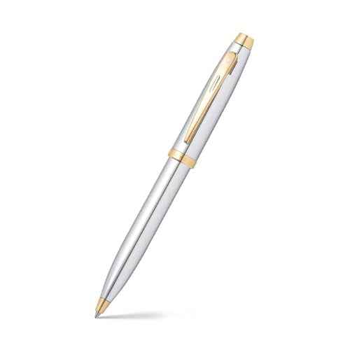 Sheaffer 100 Chrome Ballpoint Pen with Gold Tone Trim
