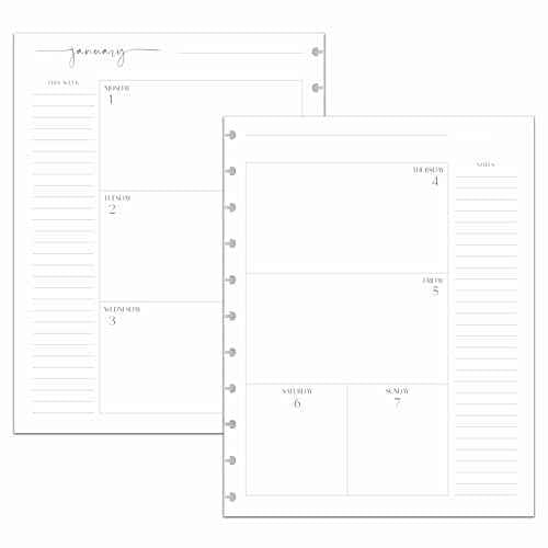 BetterNote 2026 HORIZONTAL Calendar Refill for Disc Notebook, Fits Levenger Circa, Staples Arc Jr, TUL Office Depot, Happy Planner, InkWell Press, MAMBI, NOTIQ (Modern, 11-Disc, 8.5"x11")