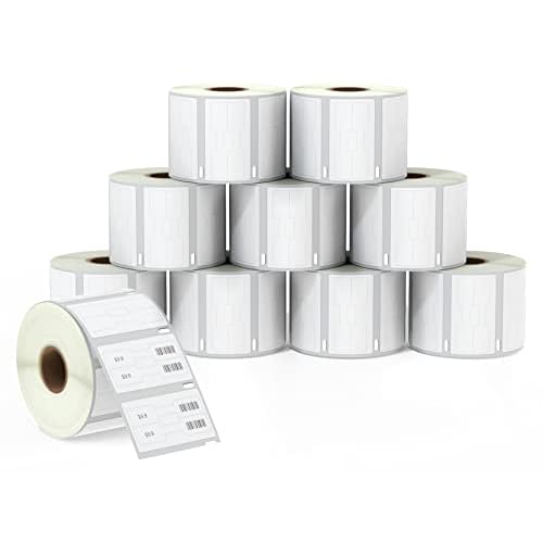 BETCKEY - Barbell Style Jewelry/Price Tag Labels Replace for DYMO 30299 (3/8" x 3/4") - Compatible with DYMO Labelwriter 450, 4XL & Zebra Desktop Printers [10 Rolls/15000 Labels]