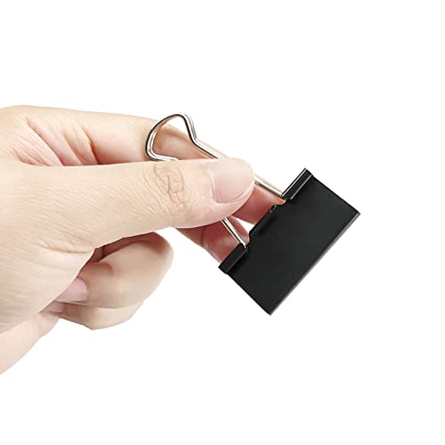 DSTELIN 1.6-Inch Large Binder Clips (24 Pack) Black – Heavy-Duty Paper Clamps, 41mm Width, 18mm Capacity
