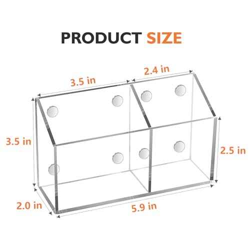 Magnetic Pen Holder Classroom Organization Acrylic Marker Holder for Whiteboard Refrigerator Locker Accessories Pencil Dry Erase Marker Basket (2 Compartments * 1)