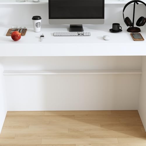 AIEGLE 47.2" White Reception Desk with Black Trims - Modern Front Counter for Beauty Salon, Retail, Lobby, Office