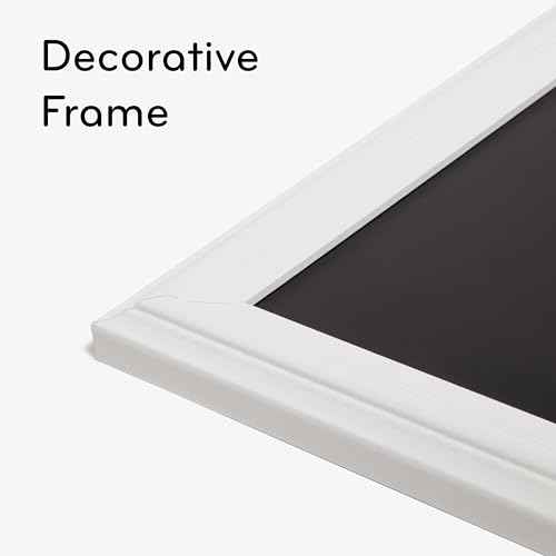 U Brands Magnetic Chalkboard, 30" x 20", White Wood Style Frame, Premium Matte Surface, Includes 2 Magnets