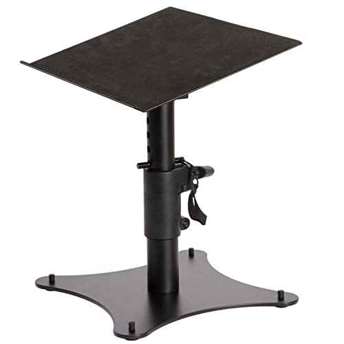 On-Stage SMS4500-P Clamp-On Studio Monitor Speaker Stands: Height-Adjustable (9"-12.5"), Locking pin for Security, Steel Construction, Nonslip Rubber feet. Table/Desk use, Black Finish. Pair.