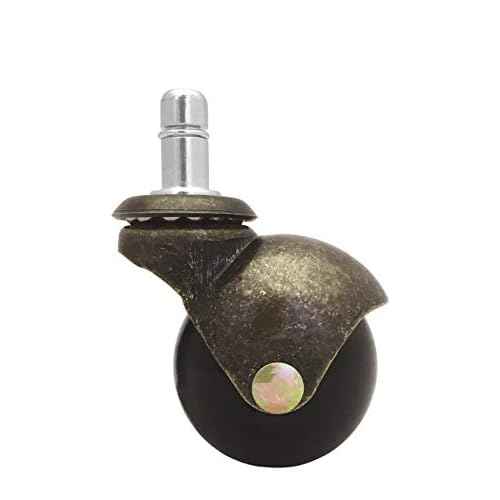 2" Antique Brass Ball Caster Wheel for Office, Executive, & Gaming Chairs w/ 7/16" x 7/8" Grip Ring Mounting Stem - Set of 5 - S5352
