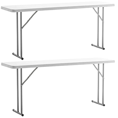 6-Foot - 72" Long White Granite Plastic Folding Seminar Training