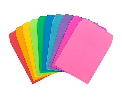 Hygloss 30 Library Card Pockets Assorted Colors 3.5x5 Inch Classroom Envelopes