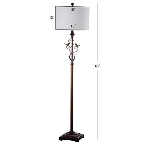 SAFAVIEH Lighting Collection Birdsong Traditional Rustic Farmhouse Oil-Rubbed Bronze 61-inch Living Room Bedroom Home Office Standing Floor Lamp (LED Bulb Included)