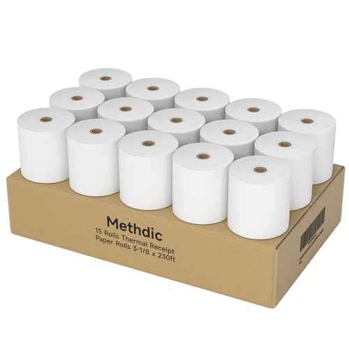 15 Rolls 3 1/8 x 230 Thermal Paper Receipt Rolls 55 GSM Premium Quality Thick paper For POS Cash Register BPA Free-Methdic