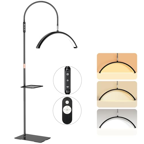 Lash Light, 23-Inch Half Moon Light for Eyelash Tech, Nail Tech, Tattoo Artist, and Estheticians, Flexible Gooseneck LED Moon Lash Lamp, Adjustable Brightness and Height, with Tool Tray (Black)