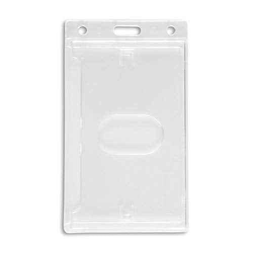 50 Pack Vertical ID Badge Holder - Securely Holds Anything Credit-Card Sized & Works with RFID Cards - Extra Durable Materials, No Wear & Tear On Cards, Easy Card Removal - ID Card Holder