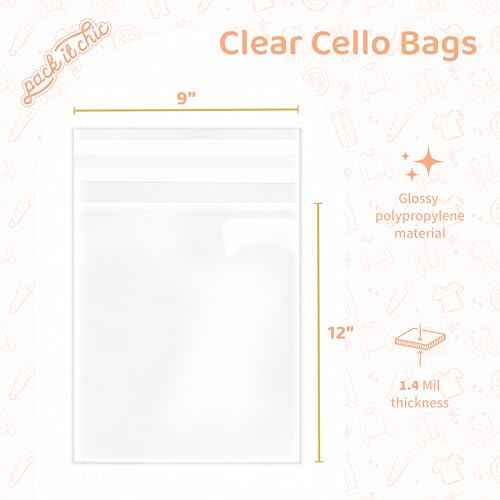 Pack It Chic - 9¡± X 12¡± (1000 Pack) Clear Resealable Polypropylene Bags - Fits A4, Letter Sized Documents, Marketing Materials - Self Seal