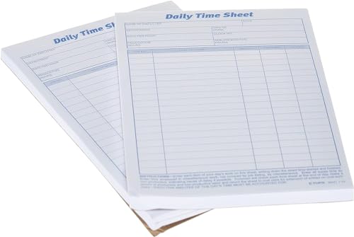 Employee Time Tracking Sheets 6x9.5 Inches, 200 Sheets for Office Records