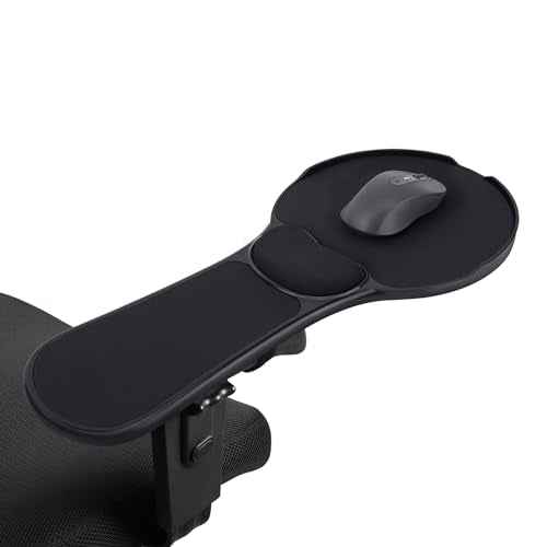 Upgraded Ergonomic Arm Rest Mouse Pad for Chair£¬Adjustable Mouse Tray with Wrist Cushion, Chair arm Mousepad, Black