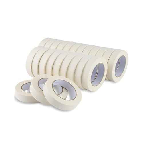 Lichamp Masking Tape 1 inch, 24 Pack General Purpose Beige White Masking Tape, 1 inch x 55 Yards x 24 Rolls (1320 Total Yards)