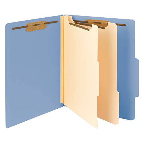 Smead Classification File Folder, 2 Dividers, 2" Expansion, 2/5-Cut Tab, Letter Size, Blue, 10 per Box (14001)