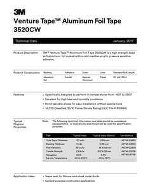 3M - 7100043750 70008915780 VentureTape Foil Tape - Cold Weather - 3"