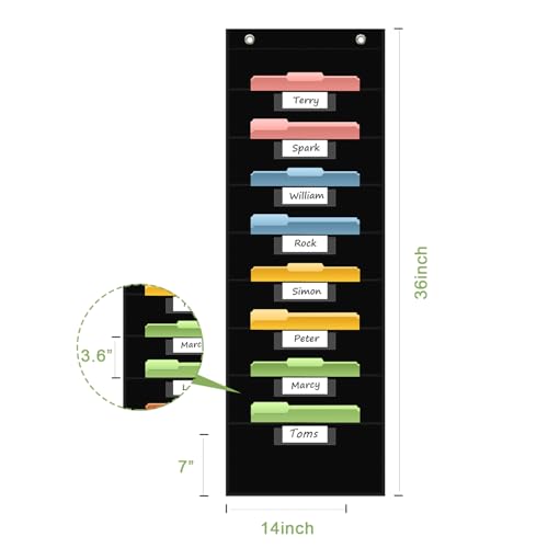 ANCOMEDO 8 Pockets File Storage Pocket Chart - Wall Organizer for Office & Classroom