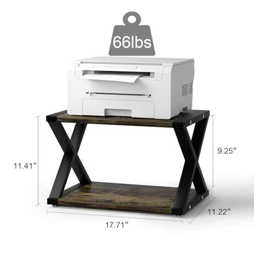 Desktop Printer Stand,2-Tier Desk Space Organizer for Home Office,Storing Heavy Duty Fax Machine, Scanner,Rustic Brown