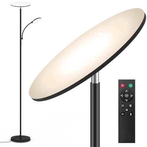 Floor Lamps for Living Room, 44W/4500LM Super Bright 2 in 1 LED Floor Lamp with Remote, Stepless Dimmable, 69" Tall Standing Floor Lamp with Bendable Reading Light for Bedroom Office