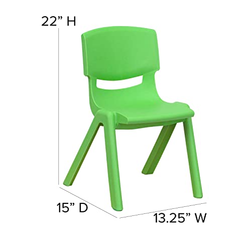 Flash Furniture Green 4 Pack Plastic Stackable Preschool Chairs, 12'' Seat Height - Set of 4