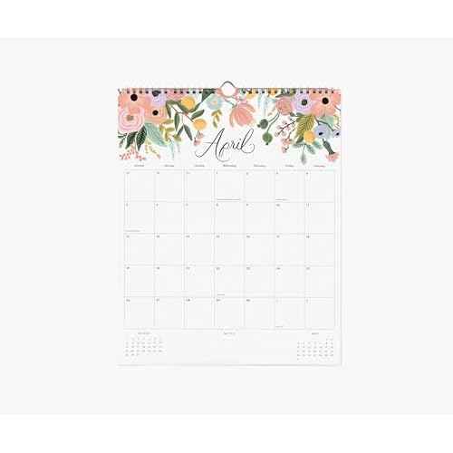 RIFLE PAPER CO. Appointment Calendar, Dated for the Months of January - December 2026, Space for Everyday and Monthly Notes, Remember Birthdays & Anniversaries (15" L x 12" W), Dahlia