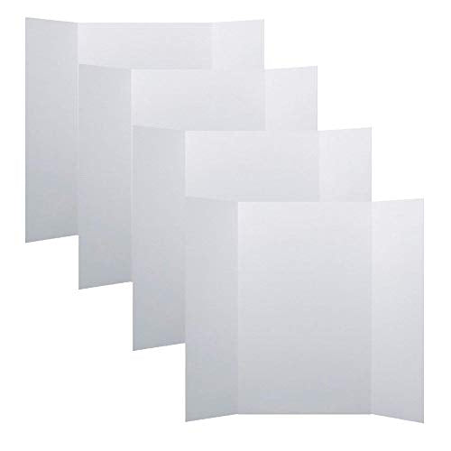 Flipside Products 36” x 48” White Trifold Presentation Boards - 4 Pack, Clay White