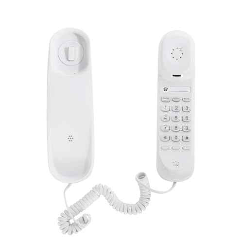 White OF-990 Slimline Telephone Wall-Mountable Basic Corded Telephone No AC Power Required, Corded Home Phone