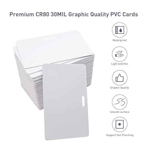 500 Pack-Premium Blank PVC Cards with Slot Punch on Long Side, Lumanious CR80 30Mil (CR8030) Horizontal Slot Punch Blank Credit Cards for Business Office Photo ID Badge Printers