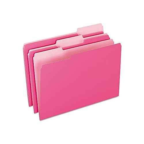 Pendaflex Two-Tone Color File Folders, Legal Size, Pink, 1/3 Cut, 100/BX (153 1/3 PIN)