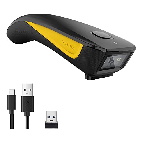NETUM 2D-C750 Yellow Portable Bluetooth Barcode Scanner - Wireless & Wired