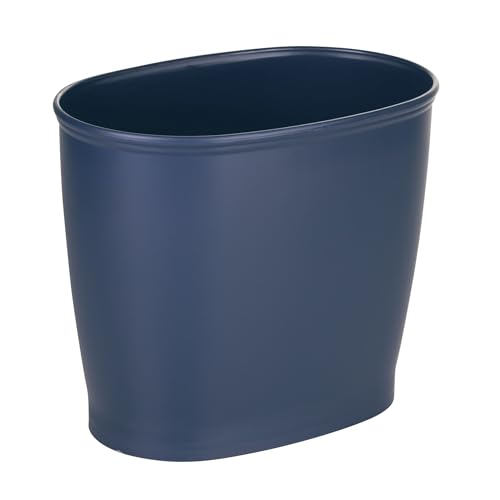 iDesign Slim Plastic Bathroom Trash Can Navy Blue Pack of 1