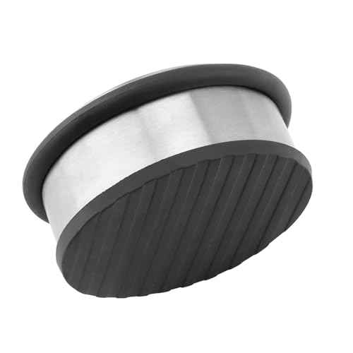 KINJOEK 4 PCS Heavy Duty No Drill Door Stopper, Stainless Steel Door Stop, Surrounded with Protective Rubber Bands Anti-Slip Door Wedge for Office, Home, Garage, Laundry Door