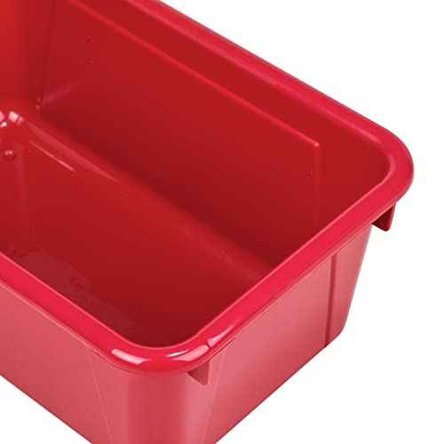 Storex Small Cubby Bins ? Plastic Storage Containers for Classroom with Non-Snap Lid, 12.2 x 7.8 x 5.1 inches, Red, (62407U05C) (Pack of 5)