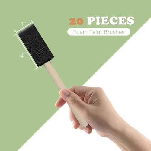 20 Pcs Foam Paint Brushes, 1'' Sponge Paint Brush, Foam Brushes for Painting, Craft, Staining, Varnish, Touch Up