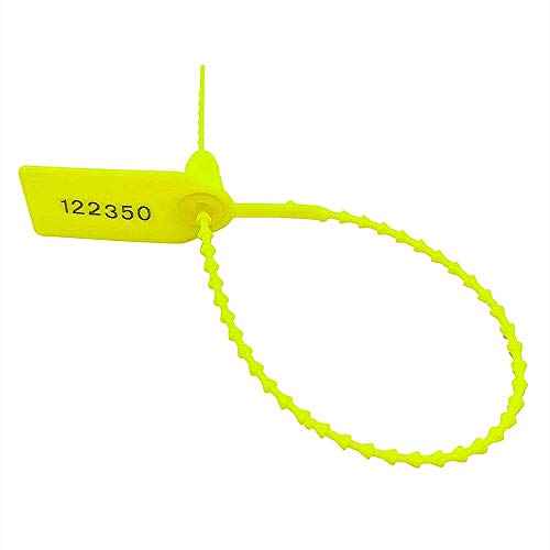 Plastic Security Tags Numbered Tamper Proof Seals Self Locking Zip Ties 9.84" Length Yellow (Pack of 500)