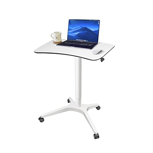HAOOAH Pneumatic Adjustable Height Desk 29-46.9 in White - Mobile Laptop Stand & Lectern (26W×18D)