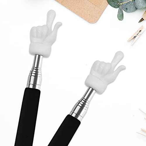 2Pcs Telescopic Teachers Pointer, Extendable Hand Pointer Finger Pointer Stick, Mini Retractable Classroom Pointer for Elementary School Kindergarten Teacher, Classroom Supplies (Black)