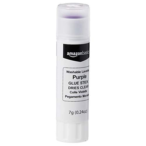 Amazon Basics Purple Washable School Glue Sticks 60-Pack - Dries Clear, 0.24 oz