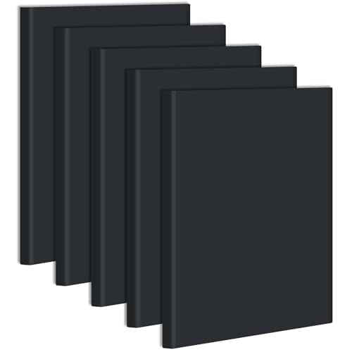 Tenceur 5 Pcs A4 College Ruled Notebook 8.5'' x 11'' Lined Journal 200 Pages Lined Artificial Leather Sketchbook for Writing Office School Business Home Gifts Supplies (Black)