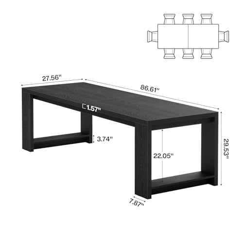 Tribesigns 7 ft Conference Table for 6 to 8 People, Modern Rectangle Meeting Room Desk for Boardroom, Home Office (Black)