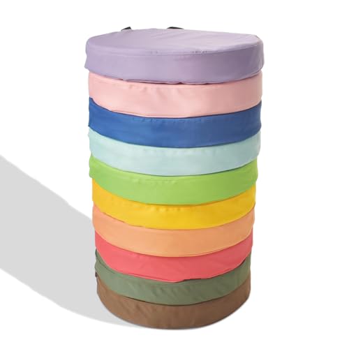 Round Flexible Floor Cushion with Handle, 600D Waterproof Oxford Fabric Floor Seating for Home, Daycare, Preschool, Classroom and Meditation (10)