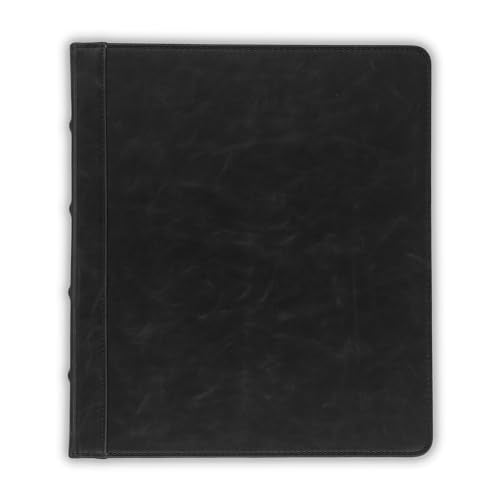 Samsill Vintage Faux Leather 3 Ring Binder 0.5 Inch No Zipper Black - Full Size