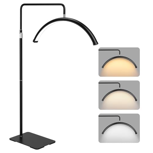 22-inch Half Moon Lash Lamp for Eyelash Extensions & Estheticians, Dimmable LED Lash Light, Shadow-Free Moon Light for Lash Tech, Adjustable Eyelash Lamp with Rotating Head (Black)