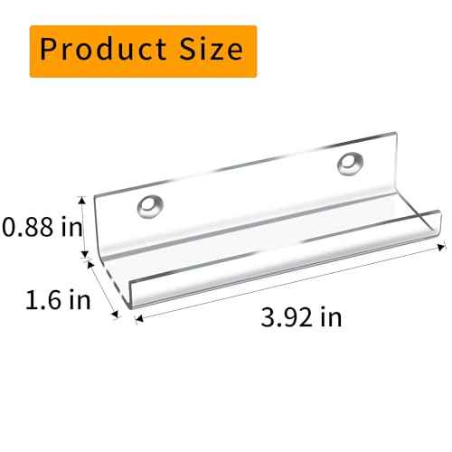6 Pack Clear Vinyl Record Shelf Wall Mount Acrylic Album Display Holder Storage Hanger CD Floating Shelf for Home Office, 4 Inch