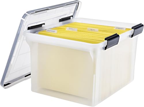 IRIS USA WeatherPro Water-Resistant File Box Organizer 32 Qt. Letter & Legal