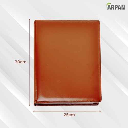Arpan A4 Certificate Presentation Folder, Faux Leather Document Organizer, Professional Portfolio Book, Conference Display Binder (Brown, 48 Pockets 96 Sides)