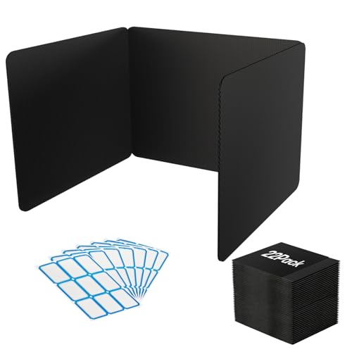 22 Pack Desk Dividers for Students - Medium, Waterproof Plastic Privacy Shields with Extra Labels