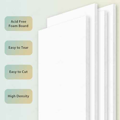 Golden State Art, 11x14 One Side Self Adhesive White Foam Boards 10 Pack 3/16" Thick Lightweight but Sturdy Self Sticky Foam Boards for Projects, Pictures, Decorations and Craft Display